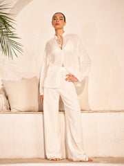 Semi-Sheer Tassel Tie Shirt