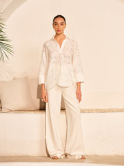 Cotton Eyelet Embroidered Semi-Sheer Top