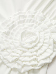 One-Shoulder Ruched Dress With Rosette Detail