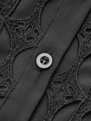 Eyelet Lace Paneled Dress With Waist Tie