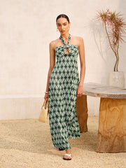 Halter Neck Keyhole Dress