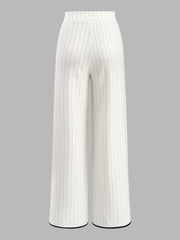 Pinstriped Contrast Trim Wide-Leg Pants