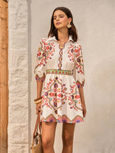 Boho Floral Print Collared Dress