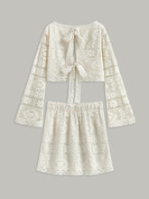 Crochet Tie-Back Semi-Sheer Skirt Set