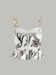 Floral Print Peplum Top With Shorts Set