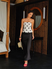 Strapless Polka Dot Top With Neck Scarf