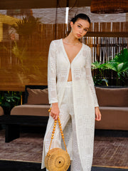 Semi-Sheer Crochet Buttoned Top