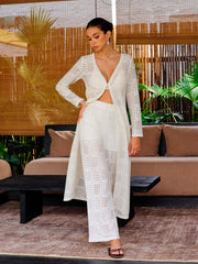 Semi-Sheer Crochet Buttoned Top