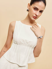 Peplum Top With Wide-Leg Pants Set