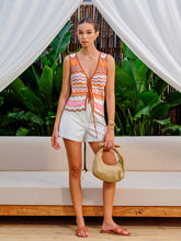 Zigzag Pattern Tie-Front Vest