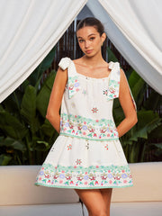Floral Print Tie-Strap Skirt Set