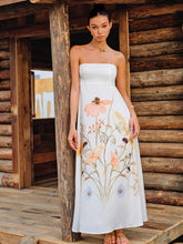 Strapless Floral Print Dress