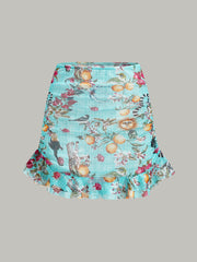 Floral Print Bikini Set With Cover-Up Skirt