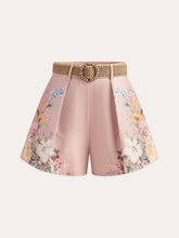 Floral Print Belted Shorts