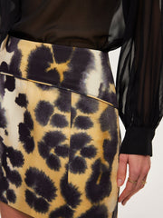 Leopard Print High-Waist Zipper Wrap Skirt