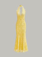 Halter Neck Floral Lace Dress