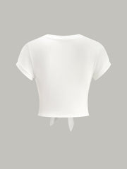 Knot Front V-Neck T-Shirt