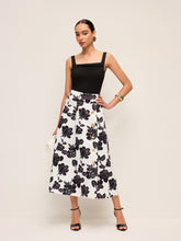 Floral Print Button-Front A-Line Skirt