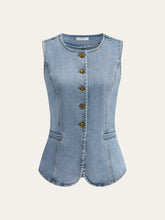 Sleeveless Button-Up Denim Vest