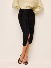 Draped Front Split Skirt