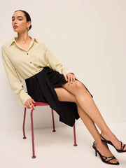 Semi-Sheer Long Sleeve Button-Up Shirt