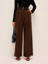High-Waist Wide-Leg Pants With Double Belts