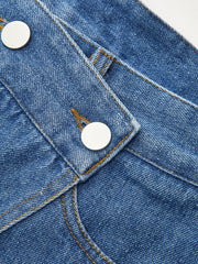 Pocketed Asymmetric Denim Skirt