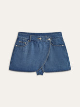 Pocketed Asymmetric Denim Skirt