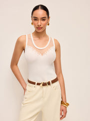 Sheer Mesh Detail Knit Top