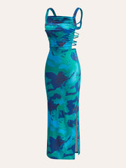 Criss-Cross Tie Back Printed Dress