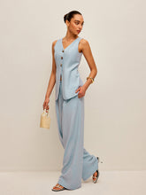 Cotton & Linen Tie-Back Vest With Pants Set