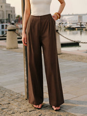 Cotton & Linen Mid-Waist Pants