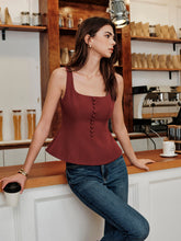 Square-Neck Zipper Tank Top