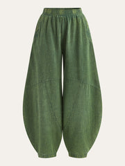 Distressed Paneled Loose Lantern Pants