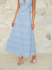 Eyelet Pattern Maxi Skirt