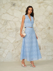 Eyelet Pattern Maxi Skirt