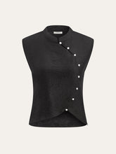 Asymmetrical Pearl Button Vest