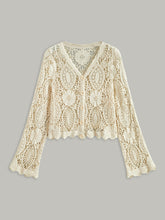 Crochet Lace Buttoned Cardigan