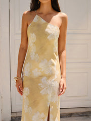 Floral Print High Slit Dress