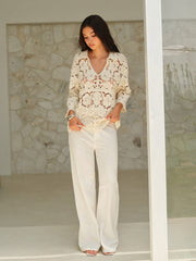 Semi-Sheer Floral Lace Top