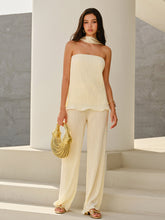 Mid-Rise Vertical Pleated Pants