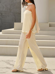 Mid-Rise Vertical Pleated Pants