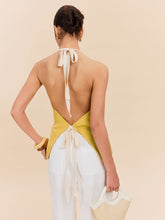 Cotton & Linen Halter Top With Decor Pocket