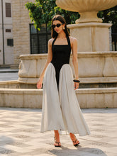 Color Block Halter Neck Linen Blend Dress