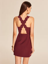 Button Detail Scalloped Cutout Dress