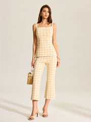 Gingham Print Pants Set