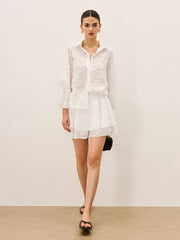 Sheer Embroidered Short Set