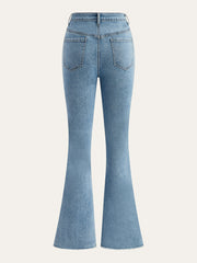 Mid-Waisted Button Flared Jeans