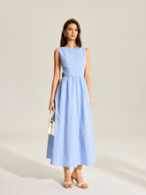 Back Bow Gingham Sleeveless Dress