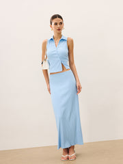 Sleeveless Crop Top and Maxi Skirt Set